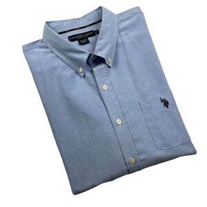 U.S Polo Assn Shirt Men’s Long sleeve Button Down Oxford Light Blue-XXL